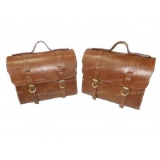 Pair Saddle Bags For Royal Enfield Bullet Classic 350/500cc Tan Leather