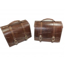 Saddle Bags Set For Royal Enfield Bullet Classic 350/500cc Antique Brown Leather