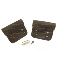 Pair Saddle Bag Fit For Royal Enfield Bullet Classic Rusty Brown Pure Leather