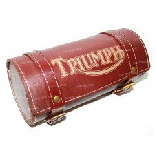 Tool Roll Bag For Triumph Motorcycle Engraved Oxblood Red Leather