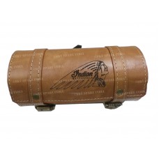 Tan Tool Roll Bag For Indian Chief Motorcycle Engraved Leather