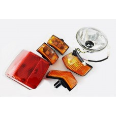 Vespa Px Lml Head Light & Tail Light And 4 Blinker Orange Set